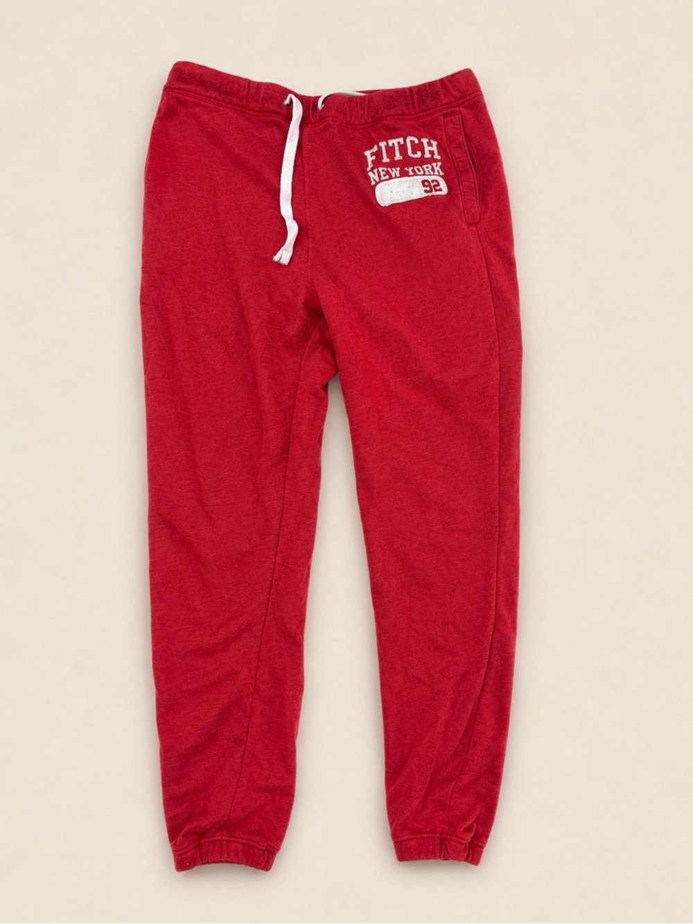Men’s Abercrombie Red Jogger Sweatpants with Drawstring Waist